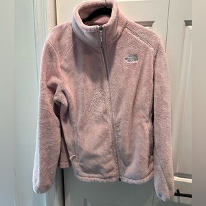 Pink north face fleece zip up jacket